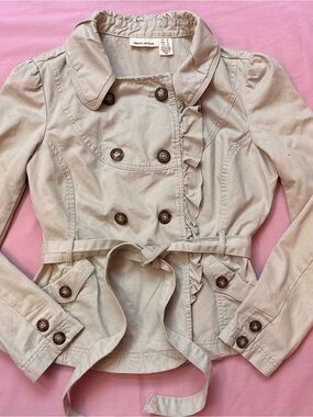 Vintage Dkny Double-Breasted Trench with Waist Tie